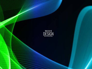 Soyut mavi ve yeşil kolo akışı stil dalga resimleme şablonu arkaplan vektörü