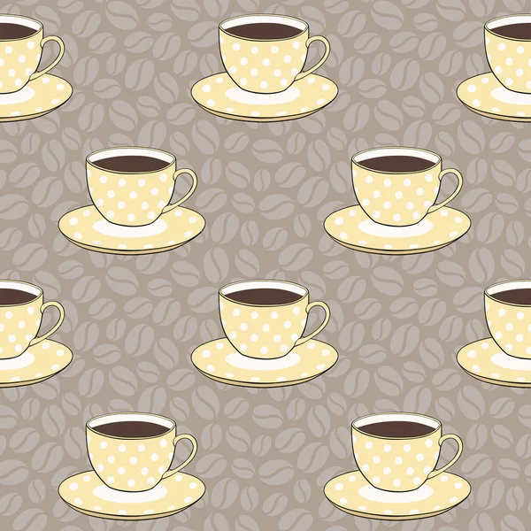 Bardak ve kahve çekirdekleri ile sorunsuz vektör desen