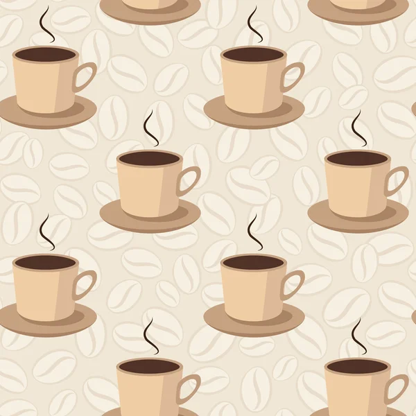 Bardak ve kahve çekirdekleri ile sorunsuz vektör desen