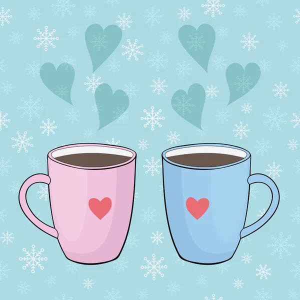 Vektör Kış Kupası kar taneleri arka plan üzerinde aşık