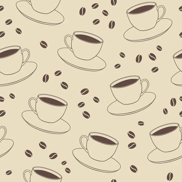 Bardak ve kahve çekirdekleri ile sorunsuz vektör desen