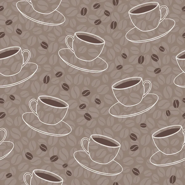 Bardak ve kahve çekirdekleri ile sorunsuz vektör desen
