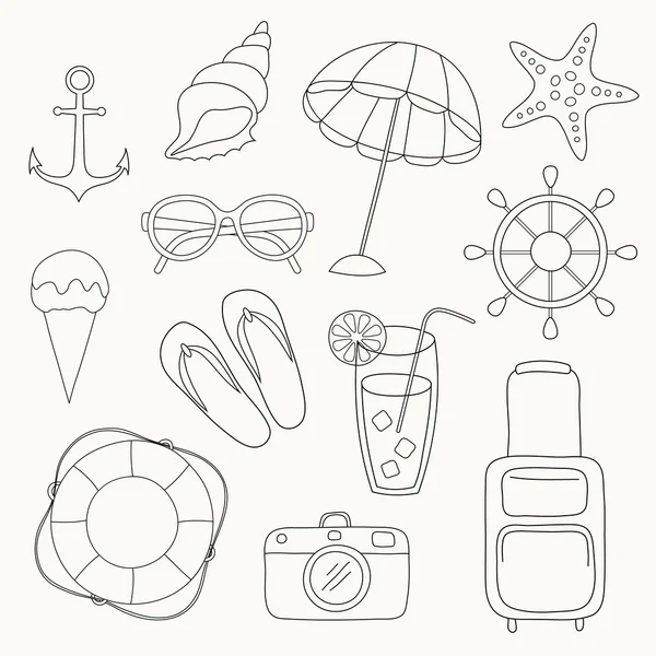 Plaj simgelerin vektör ayarla