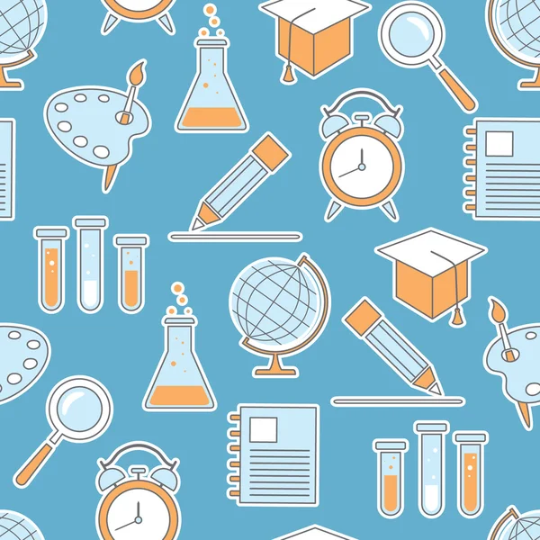 düz çizgi okul simgeleri ile vektör desen