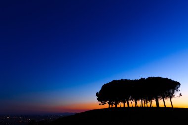 Gün batımında Hills panorama