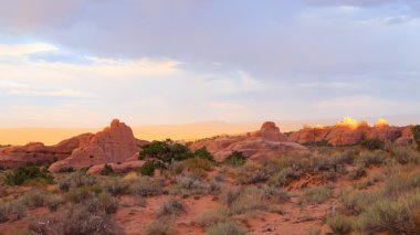 Panorama Arches National Park, Utah üzerinden. ABD