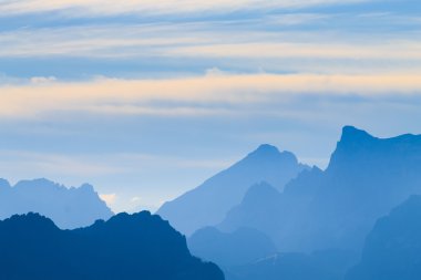 Italian mountain panorama at dawn clipart