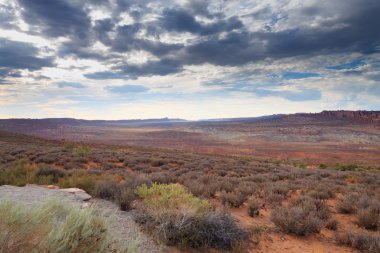 Panorama Arches National Park, Utah üzerinden. ABD