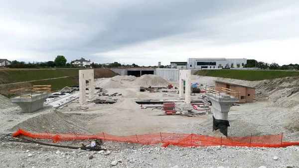 Autostrada Cantiere Vista Ingegneria Civile Strada Costruzione — Foto Stock