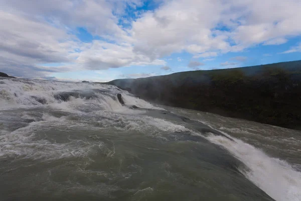 Gullfoss Faller Sommar Säsong Utsikt Island Isländskt Landskap — Stockfoto