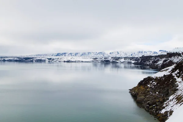 Lago Oskjuvatn Askja Islandia Sierra Central Islandia Hito Vista Volcánica —  Fotos de Stock