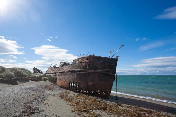 Wreckages San Gregorio Beach Chile Historic Site Beached Ships — Stock Photo, Image