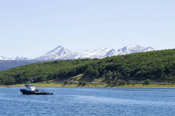 Pueblo Harberton Desde Canal Beagle Argentina Paisaje Tierra Del Fuego — Foto de Stock