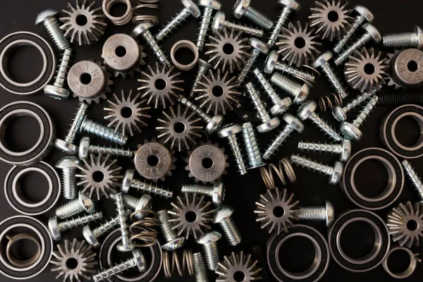 Background Mechanical Components Gears Springs Screws Industrial Objects — Stock Photo, Image