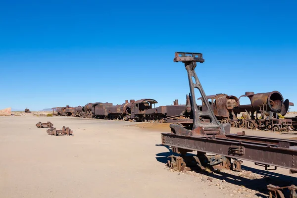 Cemetery Trains View Uyuni Bolivia Bolivian Landmark Abandoned Locomotives — Stock Photo, Image