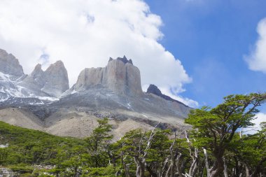 Fransız Vadisi manzarası, Torres del Paine Ulusal Parkı, Şili. Cuernos del Paine. Şili Patagonya