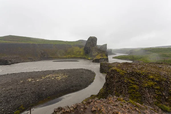 Landschap Van Ijsland Jokulsargljufur Nationaal Park Een Regende Dag Ijsland — Stockfoto