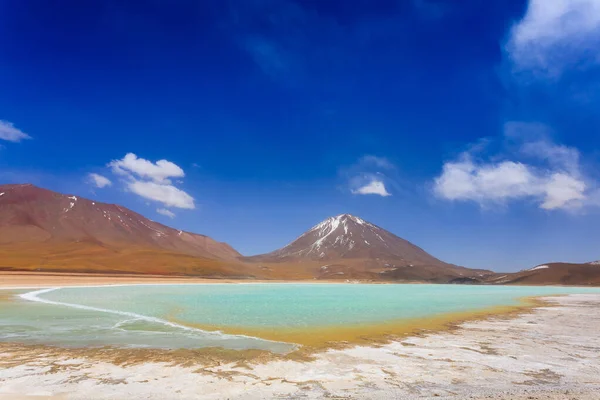 Laguna Verde Paisagem Bolívia Bela Panorâmica Boliviana Lagoa Verde Vulcão — Fotografia de Stock