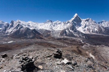 Mountains landscape from Chukhung Ri viewpoint, Nepal. Everest base camp trekking