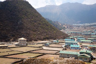 Khumjung town view along Everest base camp trekking, Nepal landscape