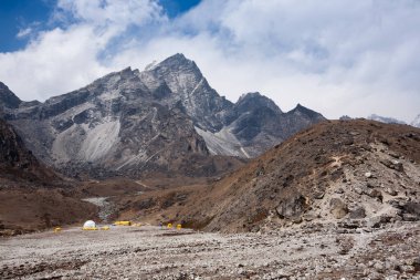 Everest base camp trekking path in Lobuche area. Nepal landscape