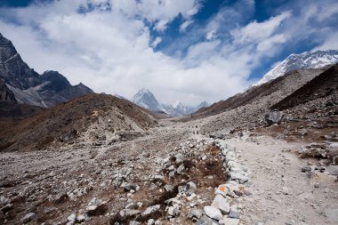 Everest base camp trekking path in Lobuche area. Nepal landscape