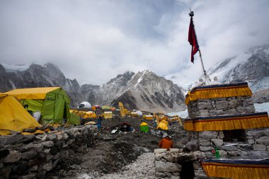 Everest ana kamp manzarası, Nepal. Khumbu buzulu