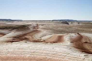 Mangystau Çölü, Kyzylkup bölgesi, Kazakistan. Kaya katmanı oluşumları