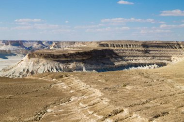 Bozzhira Vadisi hava manzarası, Mangystau bölgesi, Kazakistan. Güzel Orta Asya simgesi