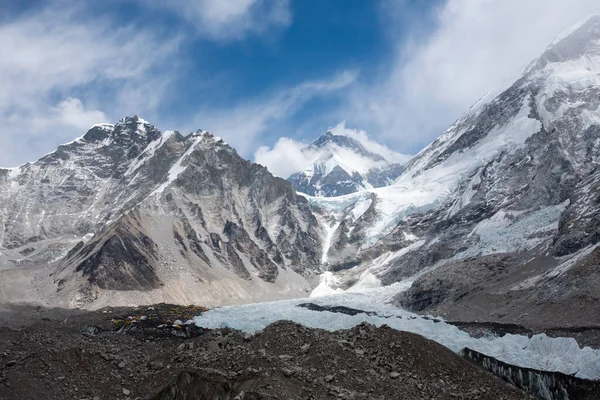 Trekking path from Gorak Shep to Everest base camp, Nepal. Everest view