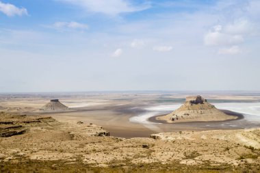 Karyn Zharyk depresyon manzarası, Mangystau bölgesi, Kazakistan. Orta Asya manzarası