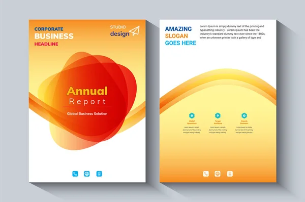 Yıllık Rapor Tasarım Şablonu. Şirket broşürü, broşür, portföy, katalog, banner, poster, dergi kapağı, broşür, Etc kavramı.