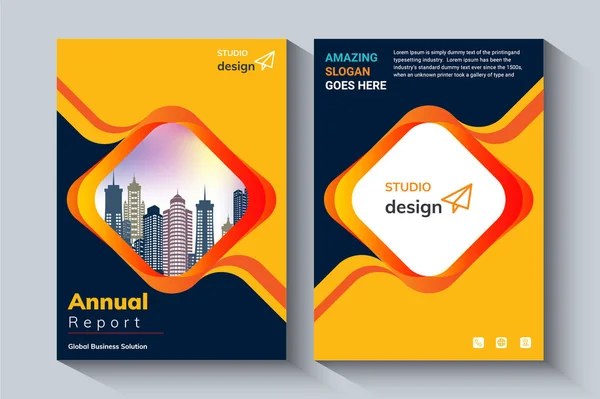 Yıllık Rapor Tasarım Şablonu. Şirket broşürü, broşür, portföy, katalog, banner, poster, dergi kapağı, broşür, Etc kavramı.