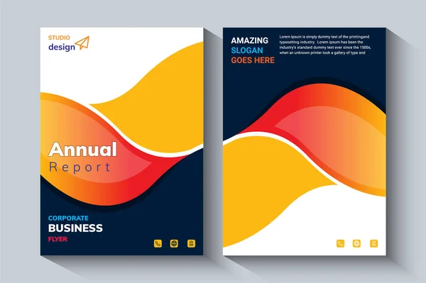 Yıllık Rapor Tasarım Şablonu. Şirket broşürü, broşür, portföy, katalog, banner, poster, dergi kapağı, broşür, Etc kavramı.