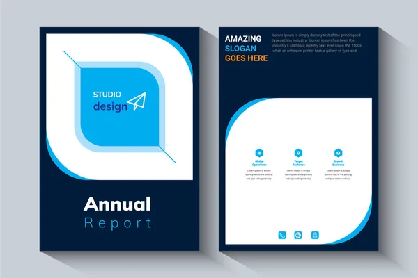 Yıllık Rapor Tasarım Şablonu. Şirket broşürü, broşür, portföy, katalog, banner, poster, dergi kapağı, broşür, Etc kavramı.