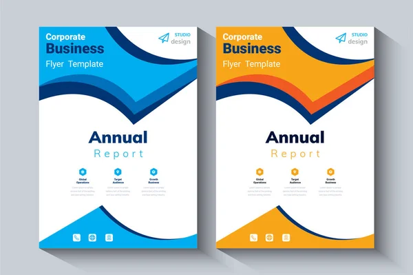 Jaarverslag Layout Design Template Corporate Business Flyer Achtergrond Catalogus Omslag — Stockvector