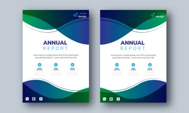Dalga mavisi yeşil yıllık rapor düzenleme şablonu. Şirketler Arkaplanı, Katalog, Kapak, Broşür, Dergi, Poster, Şirket Sunumu, Portföy, Flyer, Banner, Web Sitesi, Etc Tasarım Fikri.
