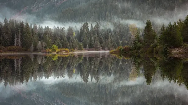 Gold Creek Pond 'dan yansıma manzarası - Hyak, Washington.