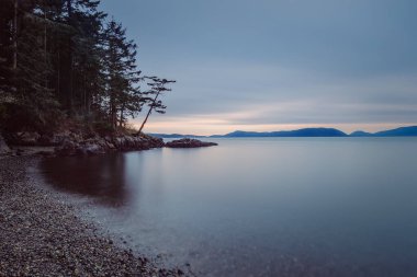 Sunset Peyzaj - Washington Parkı - Anacortes, Washington.