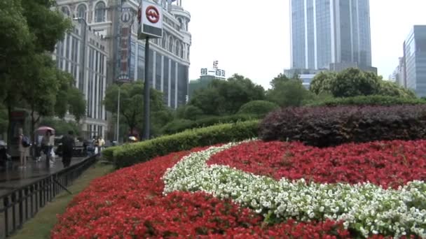 Parque del centro de la ciudad China de Shangai — Vídeos de Stock