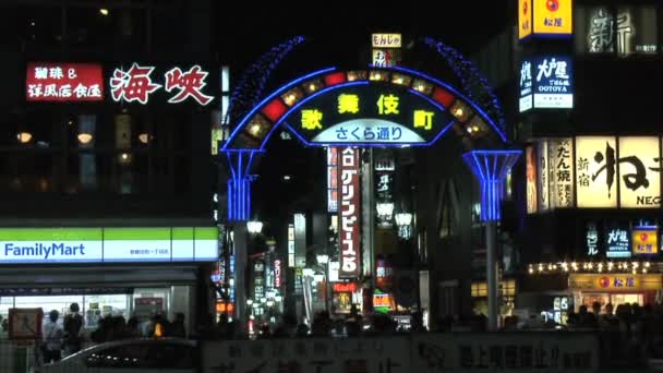 Στο κέντρο του Τόκιο Shinjuku περιοχή τη νύχτα — Αρχείο Βίντεο