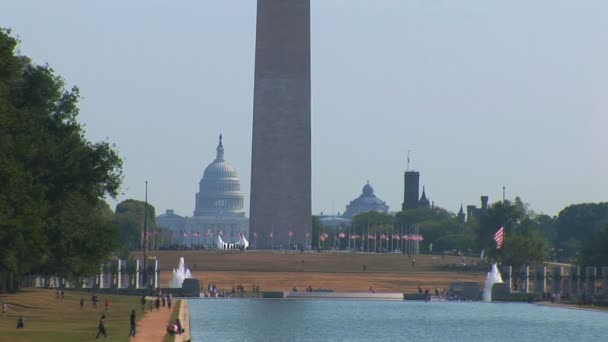 Monumento a Washington, Capitolio y Centro Comercial Nacional en Washington DC — Vídeos de Stock