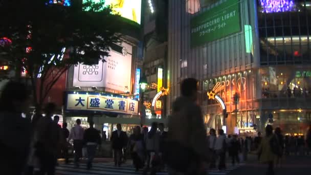 Tokyo stadsleven nachts — Stockvideo