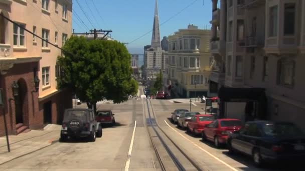 San Francisco Strassen aus einer Seilbahn — Stockvideo