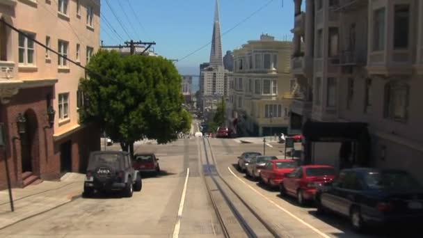 San Francisco straten van een kabelbaan — Stockvideo