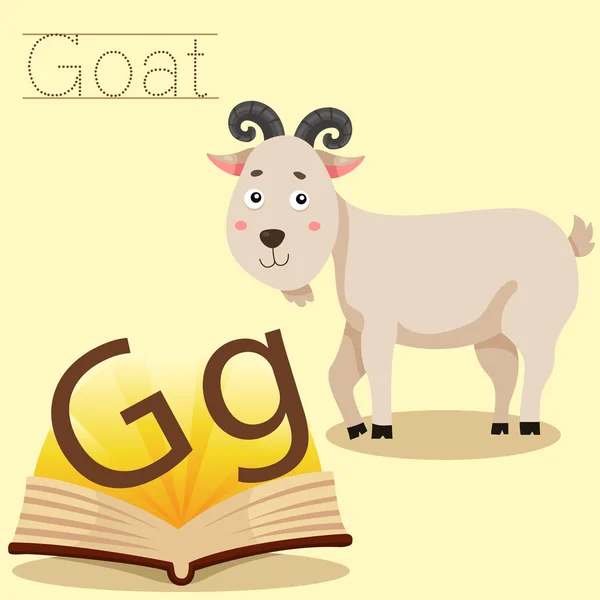 Illustrator of G for Goat vocabulary — Stock Vector