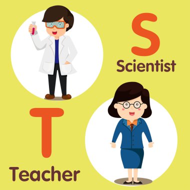 Illustrator profesyonel karakter bilim adamı ve öğretmen