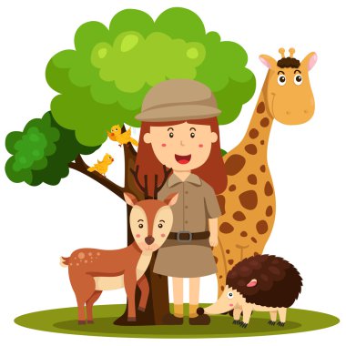Illustrator Hayvanat Bahçesi bekçisi kadınların