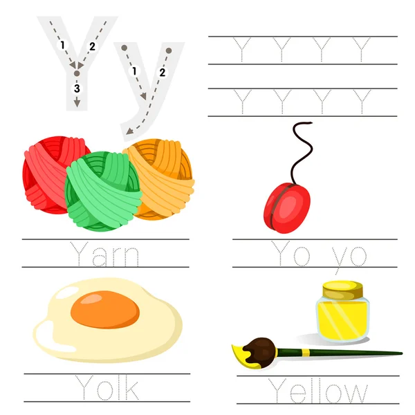 Illustrator of Worksheet for children y font — Stock Vector