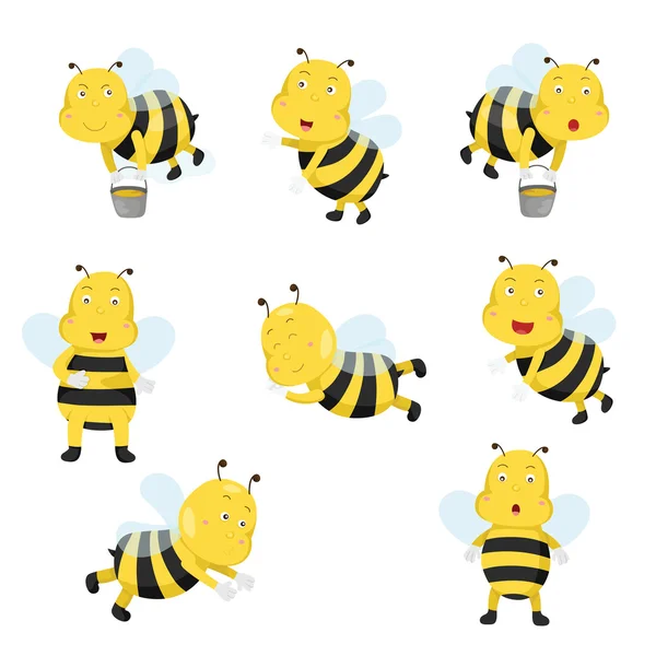 मधुमक्खियों के इलस्ट्रेटर मजेदार कार्टून — स्टॉक वेक्टर